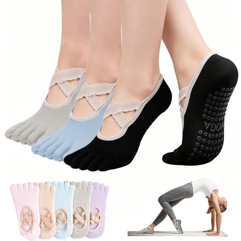 Pilates And Yoga Studio - レディースノンスリップピラティスソックス女性レース包帯ヨガソックススポーツフィットネス通気性バレエダンスソックスピラティススタジオ用
