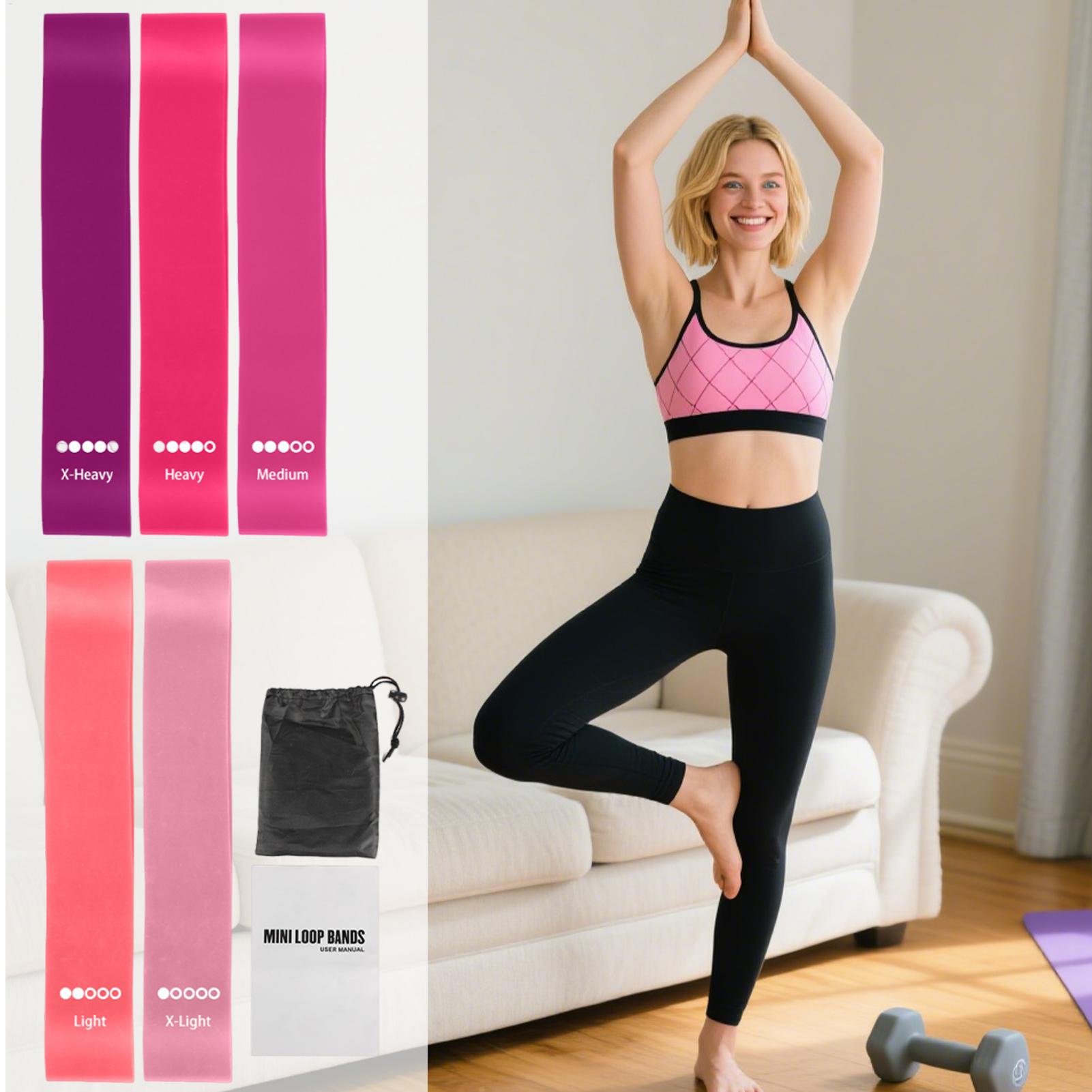 Pilates Yoga Difference - ヨガスポーツエクササイズ弾性フィットネスバンド、家庭用に最適、5つの異なるレベルの抵抗バンド、ピラティスワークアウト機器