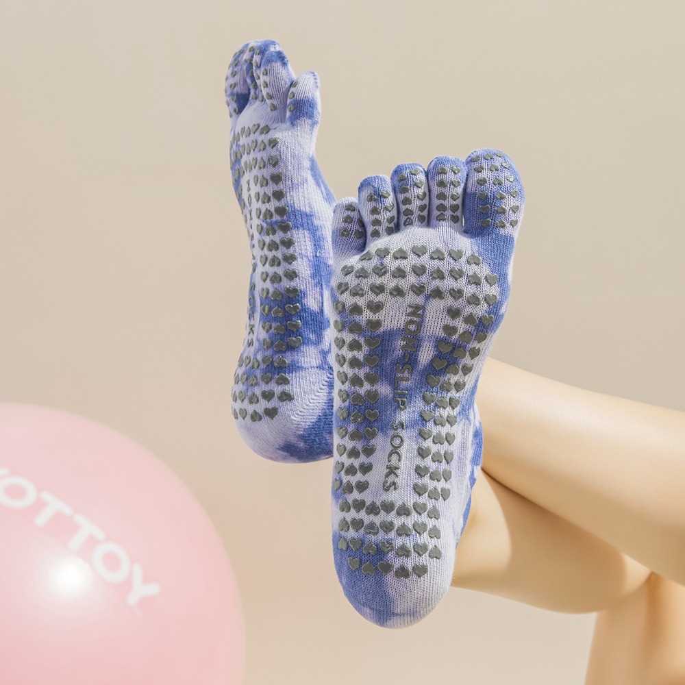 タイダイ柄の女性用5本指グリップソックス、ヨガ、ピラティス、 - Pilates And Yoga Studio のレビューと価格