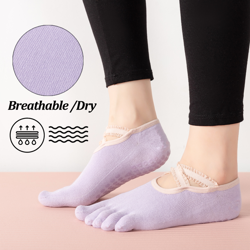 レディースノンスリップピラティスソックス女性レース包帯ヨガソ - Pilates And Yoga Studio のレビューと価格